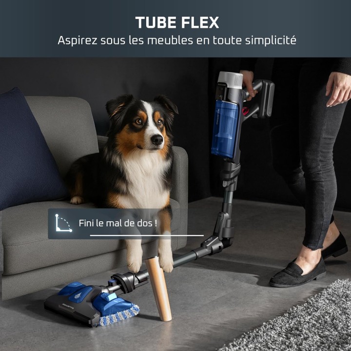 Aspirateur balai sans fil Rowenta X-Force Flex 9.60 Aqua - aspire et lave, tube flexible, 45min