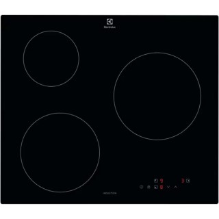 Table de cuisson induction 60 cm 3 foyers verre noir ELECTROLUX commandes tactiles