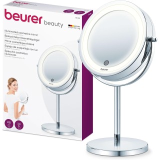 Miroir cosmétique LED grossissant 7x Beurer BS 55 - Noir chromé, Ø13 cm