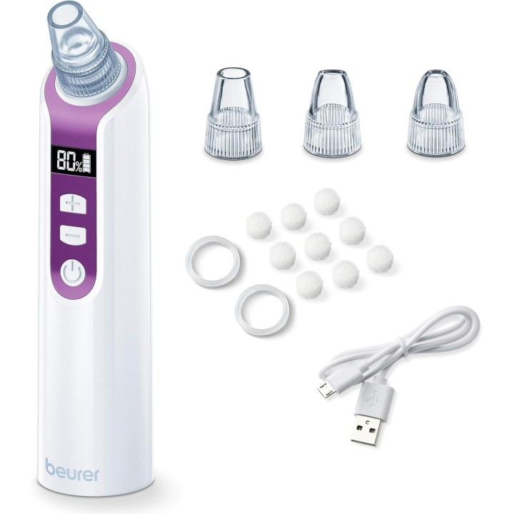Nettoyeur de pores Beurer FC41 - 5 intensités, 3 embouts, rechargeable, écran LCD