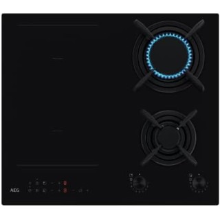 Table de cuisson mixte 2 gaz 2 induction AEG HDB64623NB noir verre trempé 60 cm