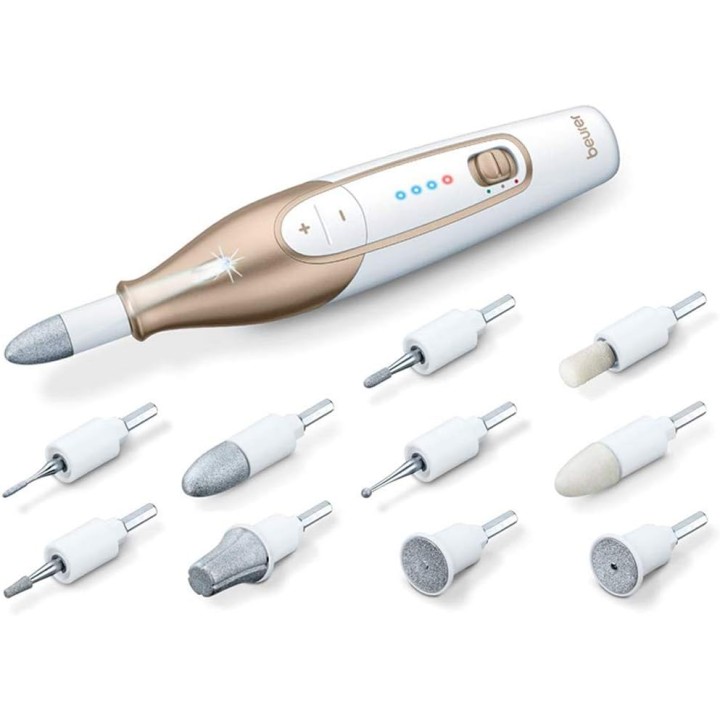 Set manucure et pédicure sans fil - 10 embouts - LED - Batterie rechargeable Beurer