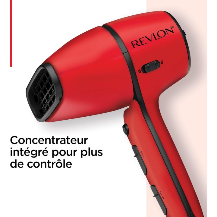 Sèche-cheveux compact Revlon Airflow Control - 2000W, concentrateur rotatif, diffuseur boucles