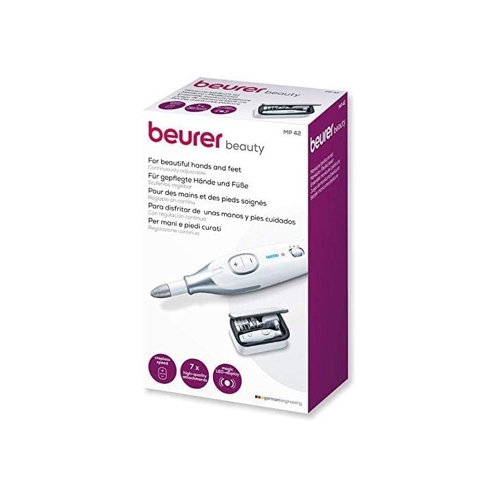 Ponceuse ongles électrique Beurer MP 42 - 7 embouts - Manucure pédicure ergonomique
