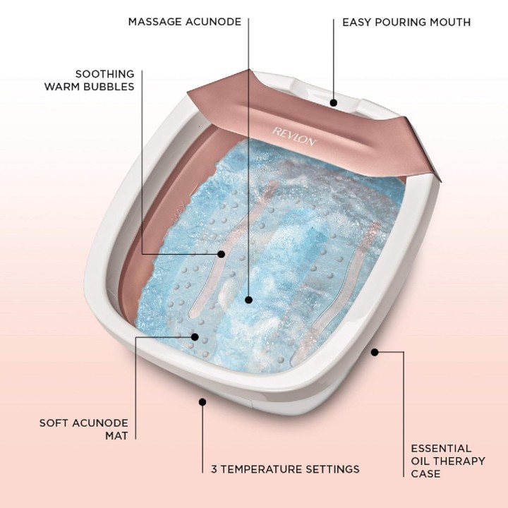 Bain de pieds massant chaleur réglable Revlon silicone blanc