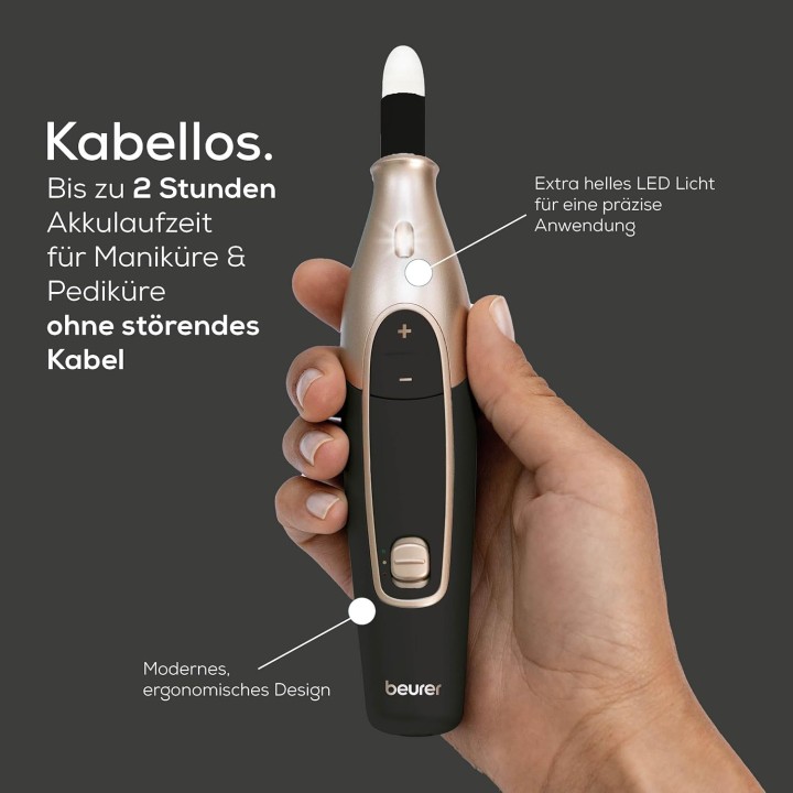 Set manucure pédicure électrique sans fil Beurer MP 84 - 10 embouts - étui noir