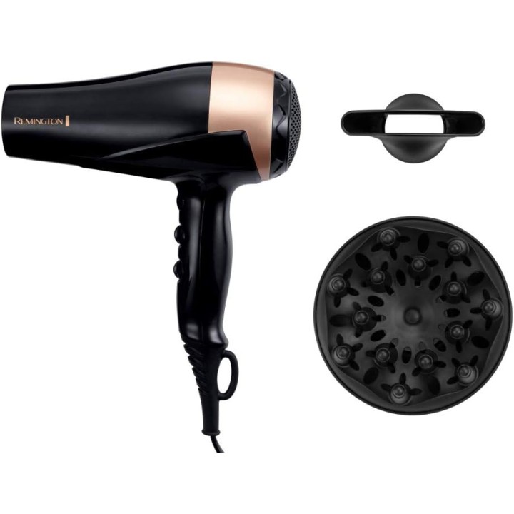 Sèche-cheveux ionique Remington 2200W – Brillance et douceur – Diffuseur et concentrateur