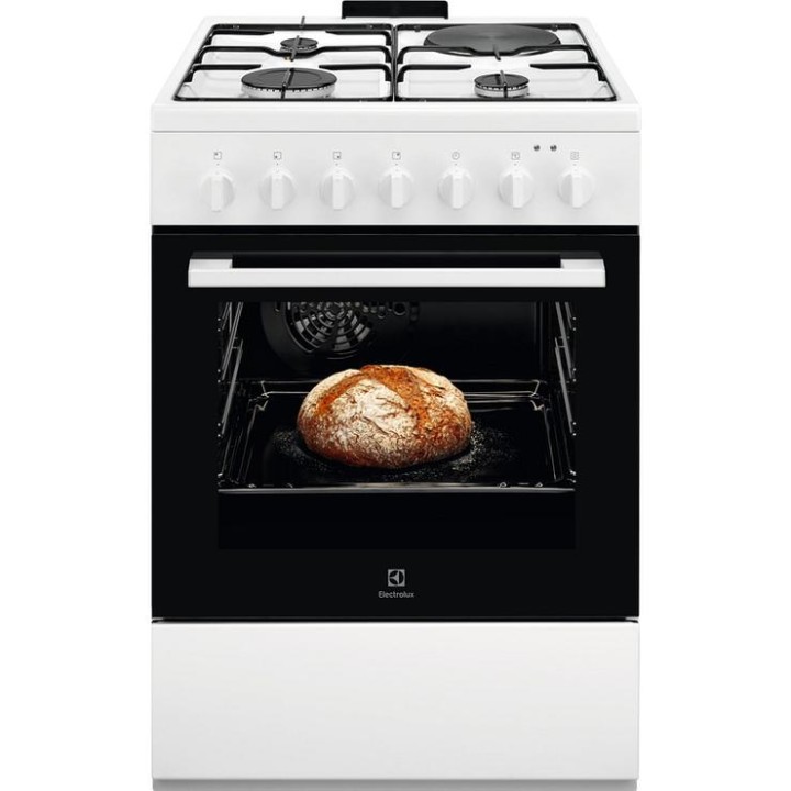 Cuisinière mixte 60x60 cm 3 gaz + 1 électrique - Four multifonction ELECTROLUX
