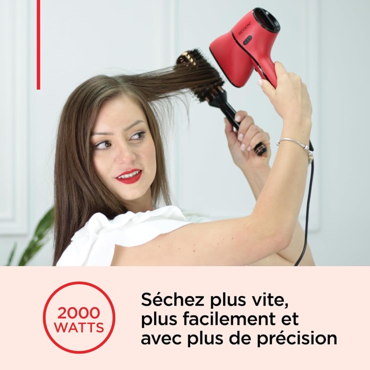 Sèche-cheveux compact Revlon Airflow Control - 2000W, concentrateur rotatif, diffuseur boucles