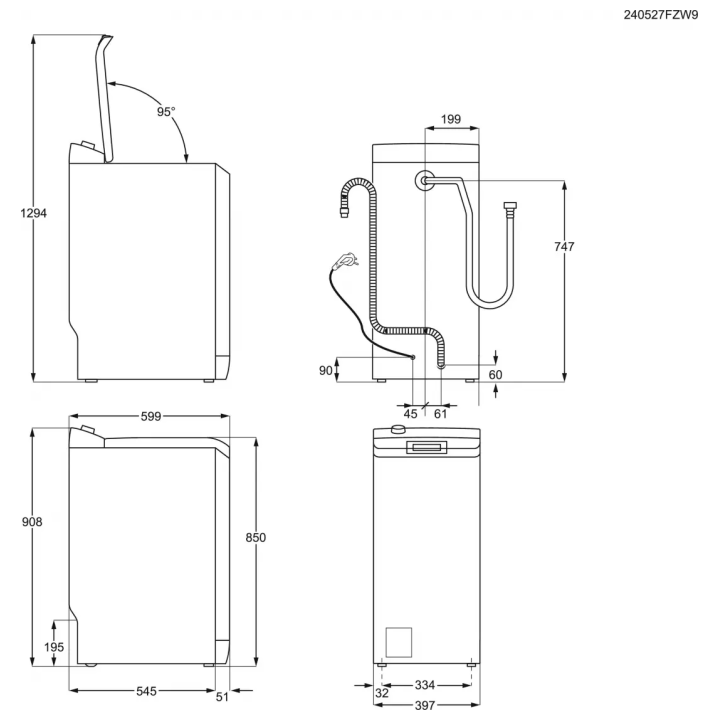 Lave-linge top AEG LTA6K7230B - 7 kg, 1200 trs/min, blanc, classe B, pose libre