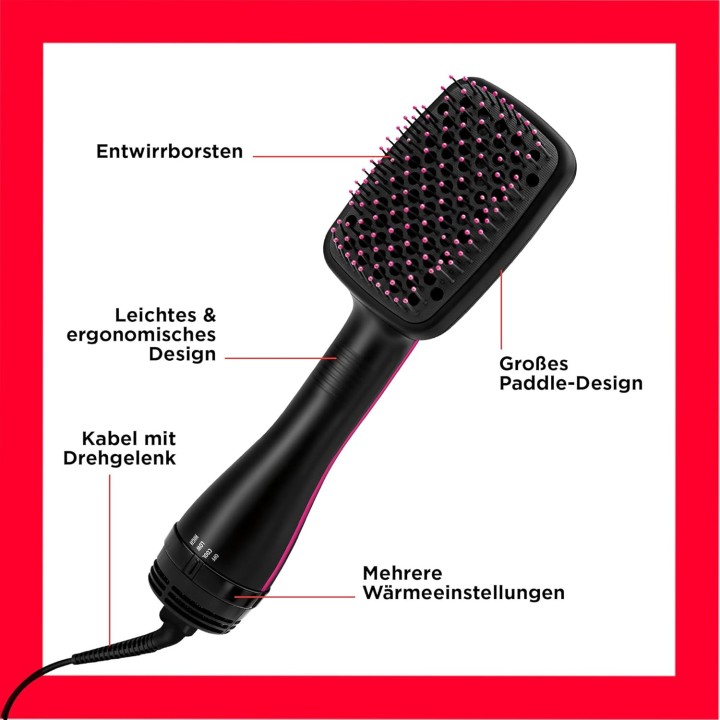 Brosse séchante lissante 2 en 1 Revlon ionique - 1300W - Noir