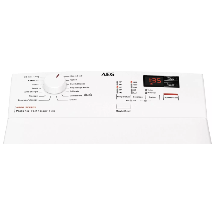 Lave-linge top AEG LTA6K7230B - 7 kg, 1200 trs/min, blanc, classe B, pose libre