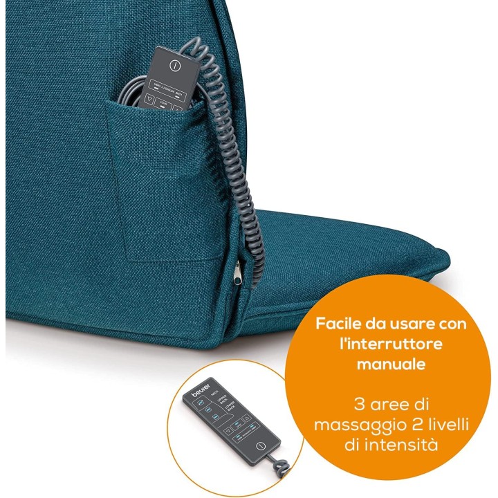 Housse de siège massante shiatsu Beurer - 3 zones, 4 têtes, lavable, turquoise