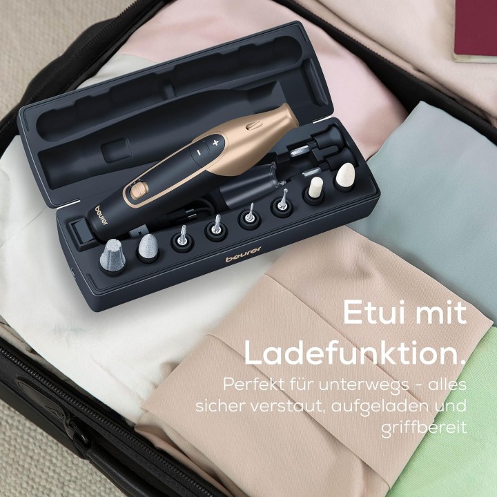 Set manucure pédicure électrique sans fil Beurer MP 84 - 10 embouts - étui noir