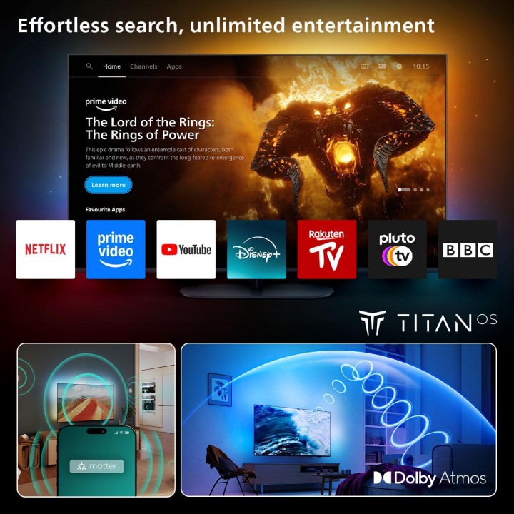 TV LED 4K Ambilight 65 pouces Philips – Smart TV Dolby Atmos Titan OS