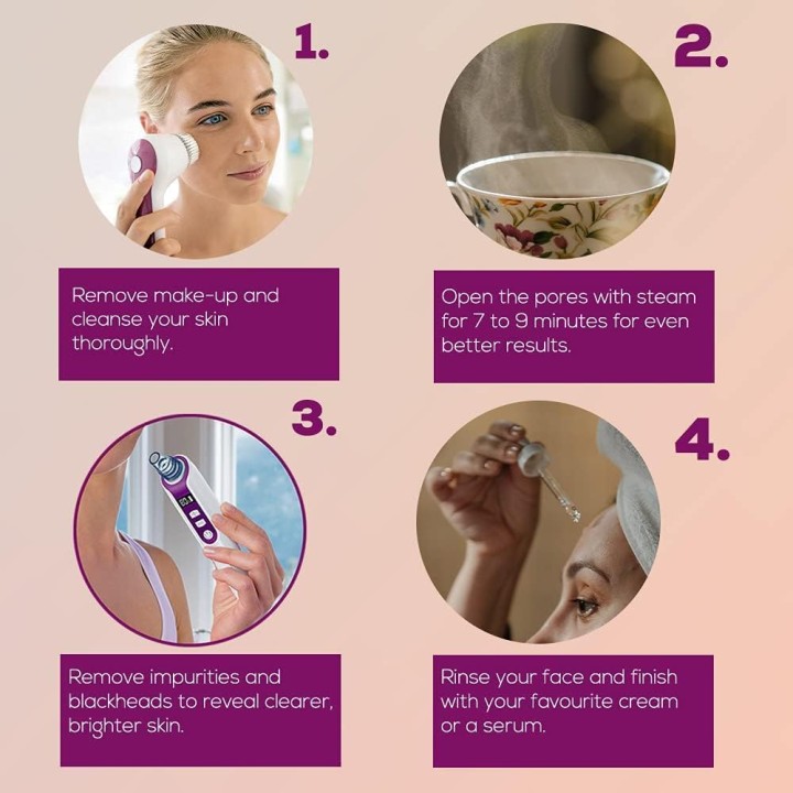 Nettoyeur de pores Beurer FC41 - 5 intensités, 3 embouts, rechargeable, écran LCD