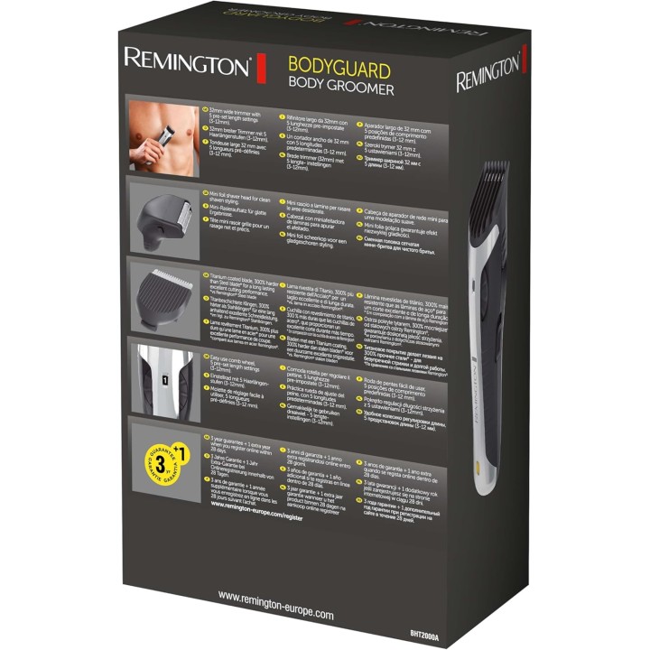 Tondeuse corps 2en1 Remington – Lames titane auto-affûtées, rechargeable, Wet&Dry