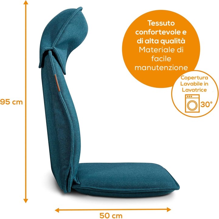 Housse de siège massante shiatsu Beurer - 3 zones, 4 têtes, lavable, turquoise