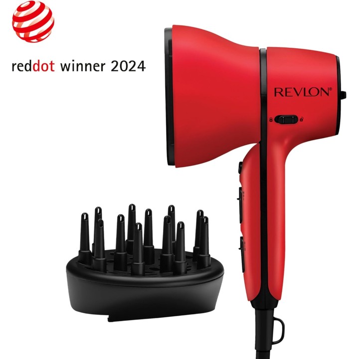 Sèche-cheveux compact Revlon Airflow Control - 2000W, concentrateur rotatif, diffuseur boucles
