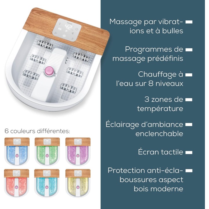 Bain de pieds à bulles Beurer FB 65 - Massage, chauffage de l'eau et pédicure intégrée