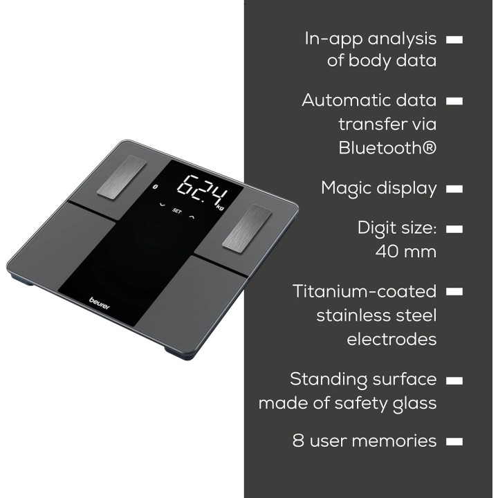 Pèse-personne connecté analyse corporelle Beurer BF 500 - Bluetooth & application mobile