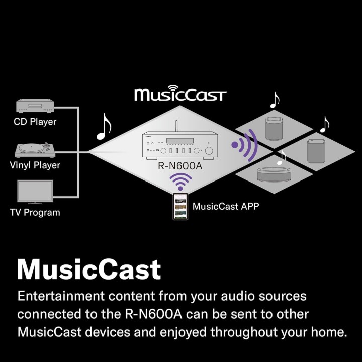 Ampli-tuner Hi-Fi réseau Yamaha R-N600A - Streaming Wi-Fi Bluetooth DAB+ - Argent