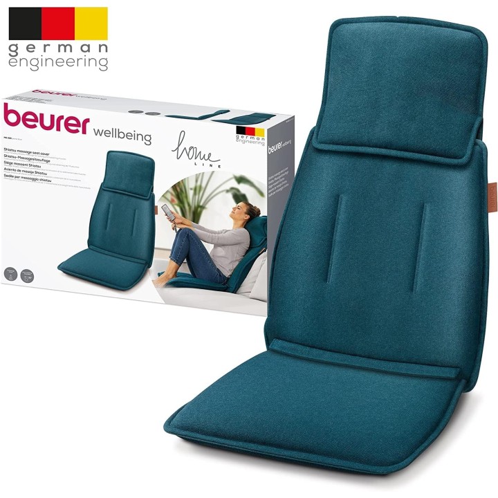 Housse de siège massante shiatsu Beurer - 3 zones, 4 têtes, lavable, turquoise