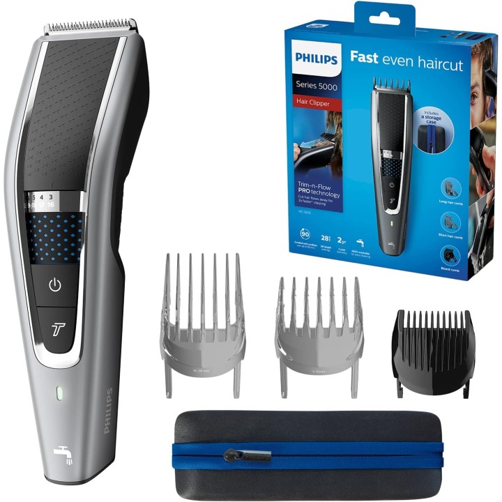 Tondeuse à cheveux Philips Série 5000 - Trim-n-Flow Pro, lames inox, lavable, sans fil