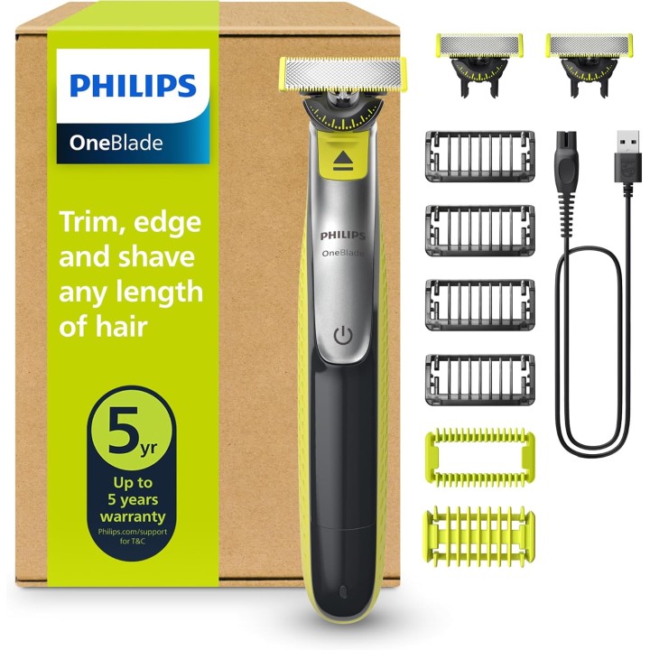 Tondeuse barbe et corps Philips OneBlade 360 - Lame pivotante, multi-usages, accessoires