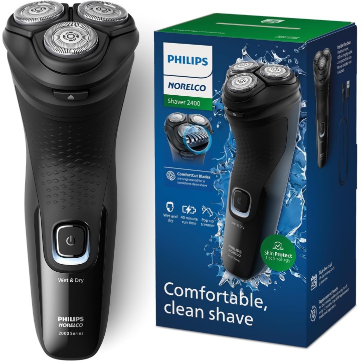 Rasoir électrique sans fil Philips Norelco Shaver 2400 - lames ComfortCut, tondeuse pop-up, noir