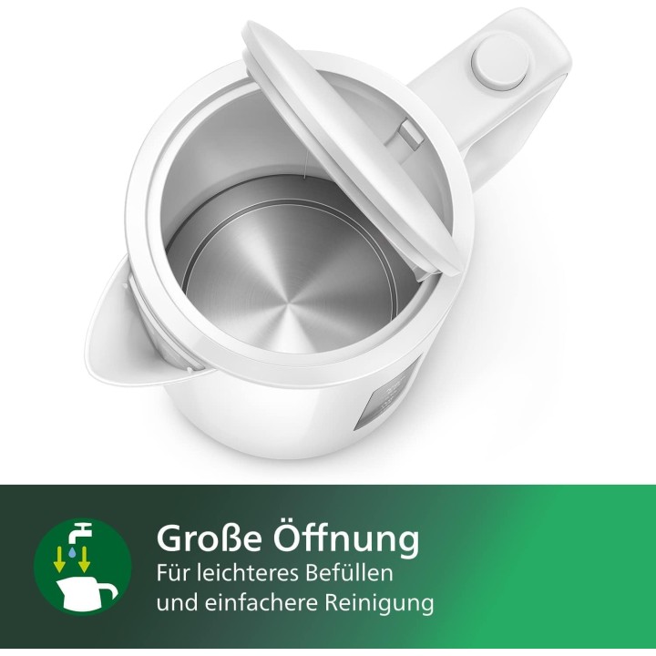 Bouilloire électrique Philips 1,7 L – Plastique blanc – Base 360° et contrôle LED