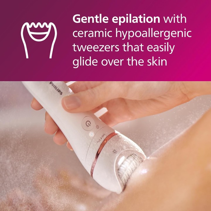 Épilateur électrique sans fil Philips jambes et corps céramique hypoallergénique 9 accessoires