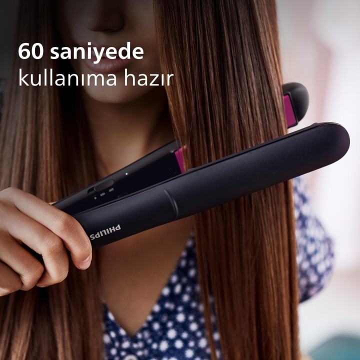 Lisseur cheveux Philips - Plaques céramique kératine - Thermoprotect - Chauffe rapide