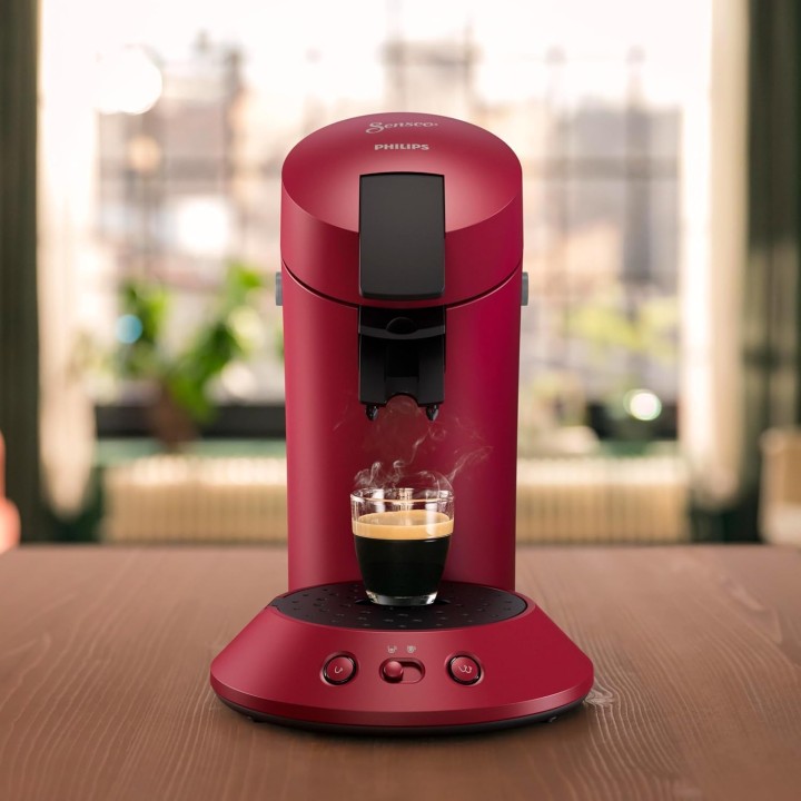 Cafetière à dosettes Philips Senseo Original Plus rouge - Sélection d'intensité, Coffee Boost