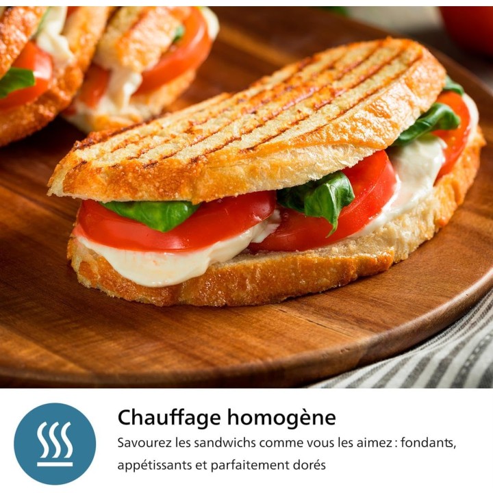Appareil à sandwichs Philips 3 plaques interchangeables - Croque-monsieur, panini, gaufres 750W