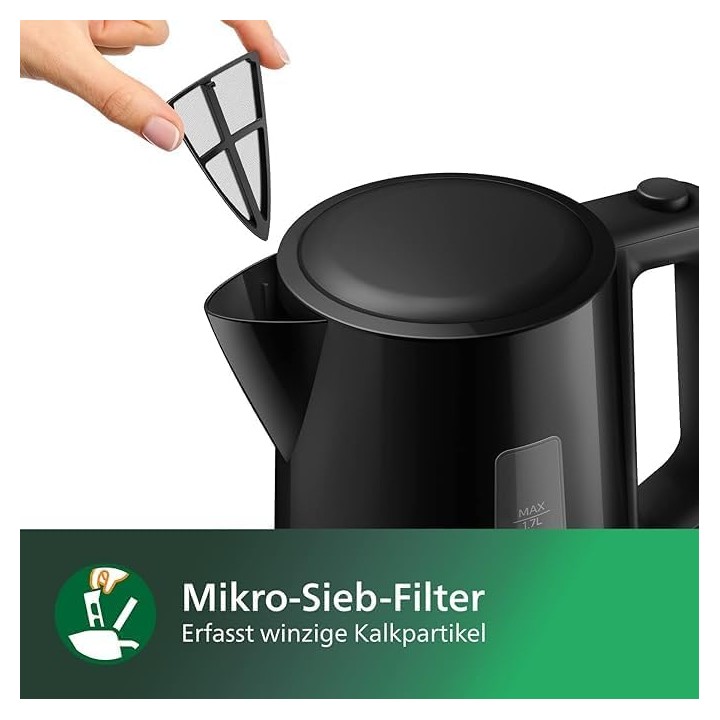 Bouilloire électrique 1,7L Philips HD9318/20 - Base 360° et contrôle LED - Noir