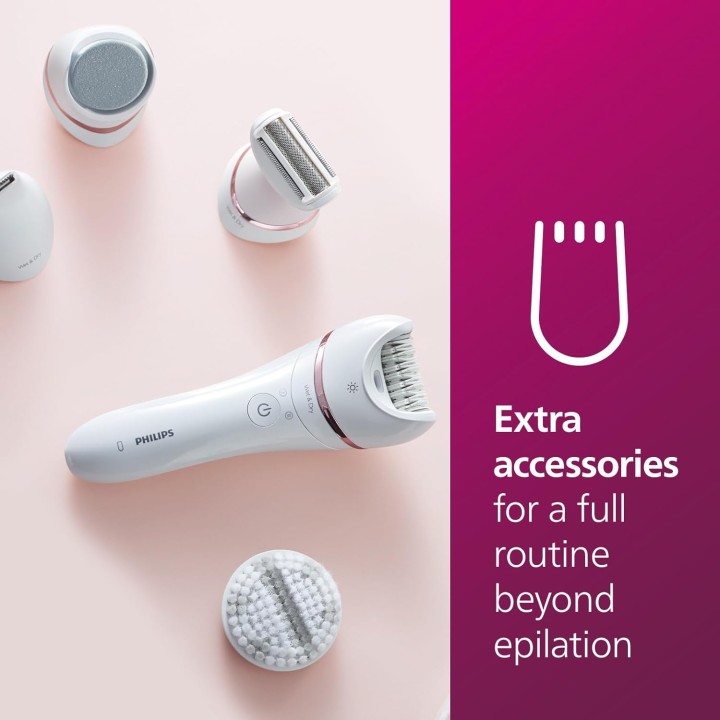Épilateur électrique sans fil Philips jambes et corps céramique hypoallergénique 9 accessoires