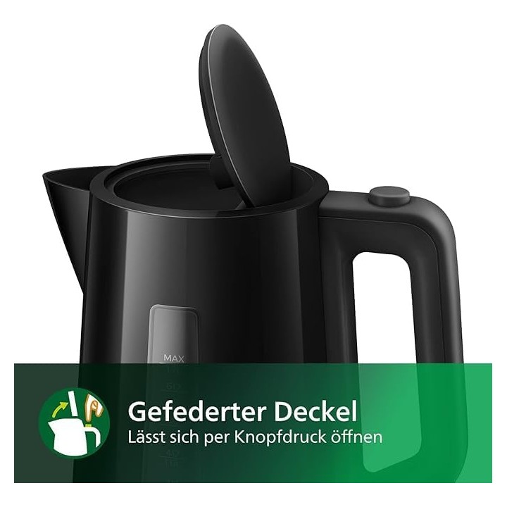 Bouilloire électrique 1,7L Philips HD9318/20 - Base 360° et contrôle LED - Noir