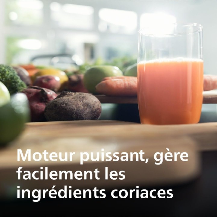 Extracteur de jus Philips FiberBoost - Cheminée XXL, QuickClean, 2L, 1100W, métal