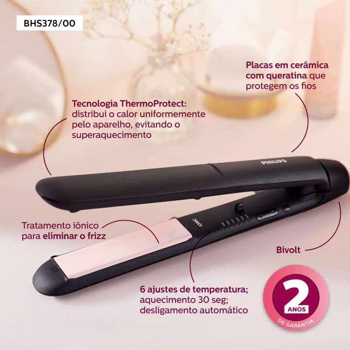 Fer à lisser Philips plaques céramique noir – Fini lisse, température 160°C