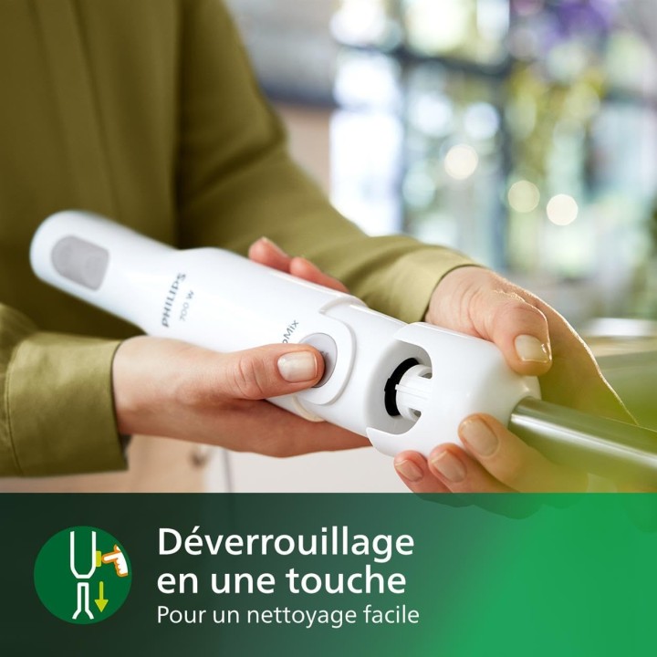 Mixeur plongeant Philips 650 W ProMix anti-éclaboussures avec gobelet doseur - blanc