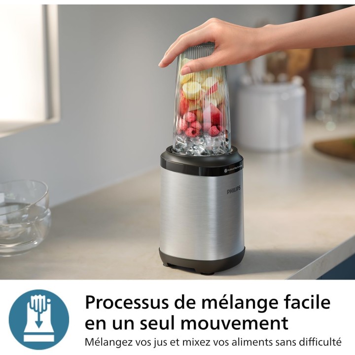 Blender mixeur Philips Série 5000 - 800W Inox ProBlend Plus compact 0,7L lames détachables