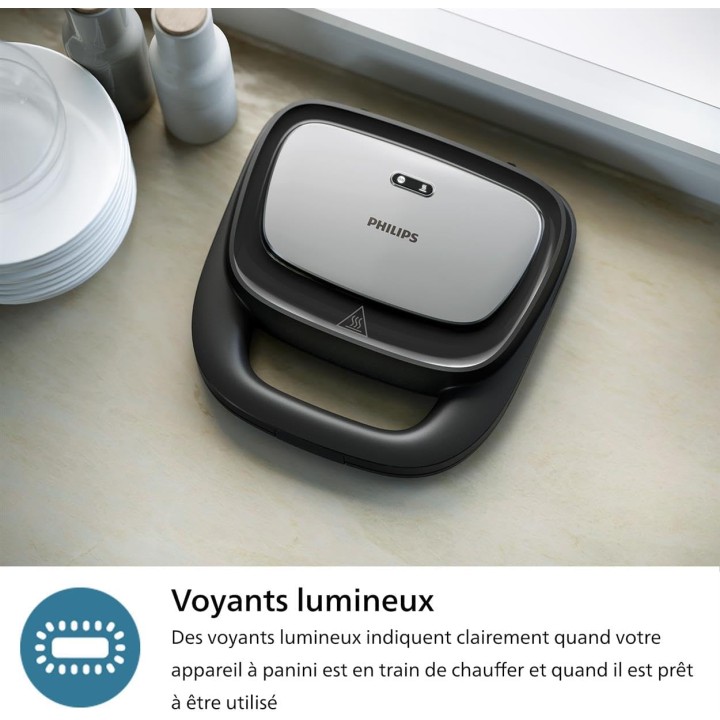 Appareil à sandwichs Philips 3 plaques interchangeables - Croque-monsieur, panini, gaufres 750W