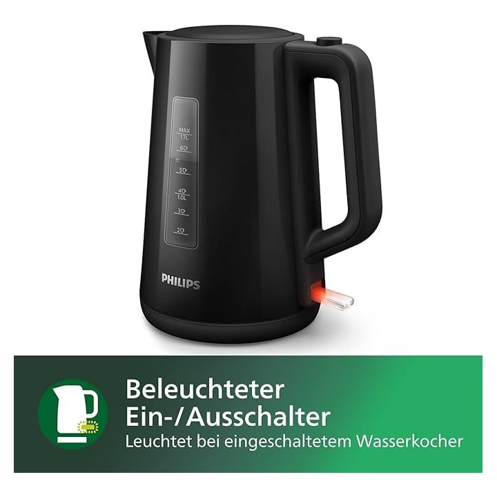 Bouilloire électrique 1,7L Philips HD9318/20 - Base 360° et contrôle LED - Noir