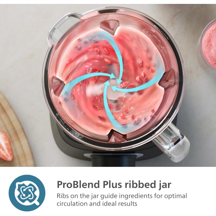 Blender Philips 1200W ProBlend Plus – Bol en verre 2L – Nettoyage facile – Noir