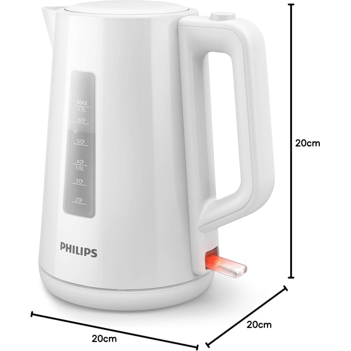 Bouilloire électrique Philips 1,7 L – Plastique blanc – Base 360° et contrôle LED