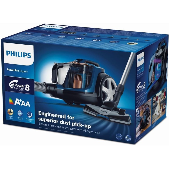 Aspirateur sans sac Philips 900W - PowerCyclone 8, HEPA 13, Brosse Turbo Animaux