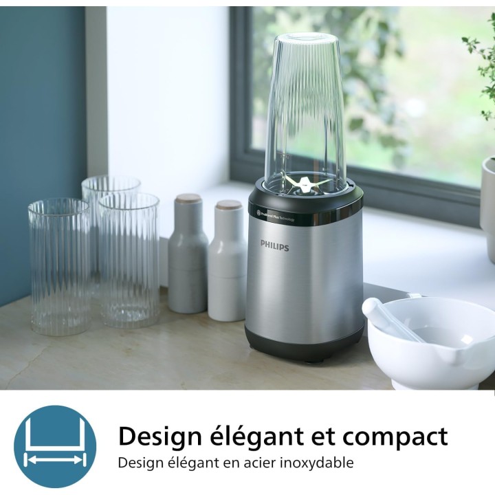 Blender mixeur Philips Série 5000 - 800W Inox ProBlend Plus compact 0,7L lames détachables